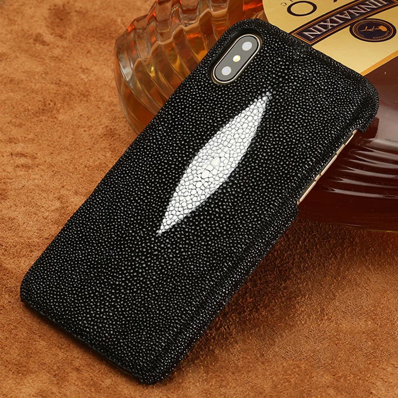 Luxury Genuine Stingray Leather Phone Case for Apple iPhone X XS 12 Mini 12 11 13 Pro Max XR XS MAX 6 6S 7 8 Plus SE 2020 Cover