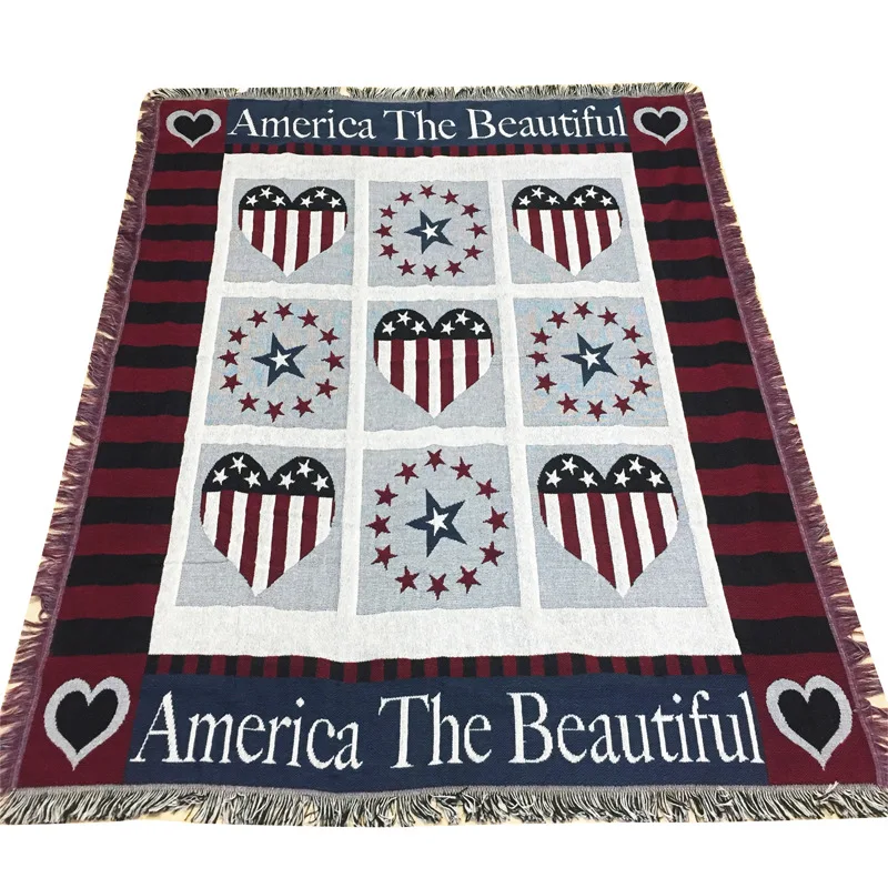 

American flag pattern throw blanket Sofa towel full cover four seasons multifunctional Breathable sofa cover Travel Picnic mat
