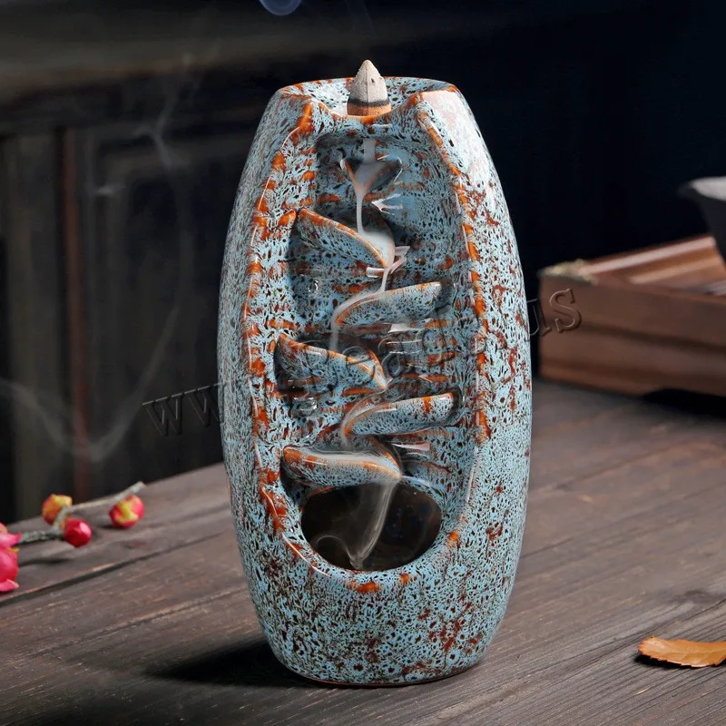 

Handicraft Incense Holder Ceramic Backflow Waterfall Smoke Incense Burner Censer Holder Aromatherapy Furnace Home Office Decor