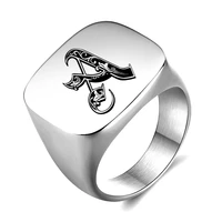 fashion initials capital men womens finger ring stamps official seal stainless steel band hoop custom rings jewelry gifts 2021