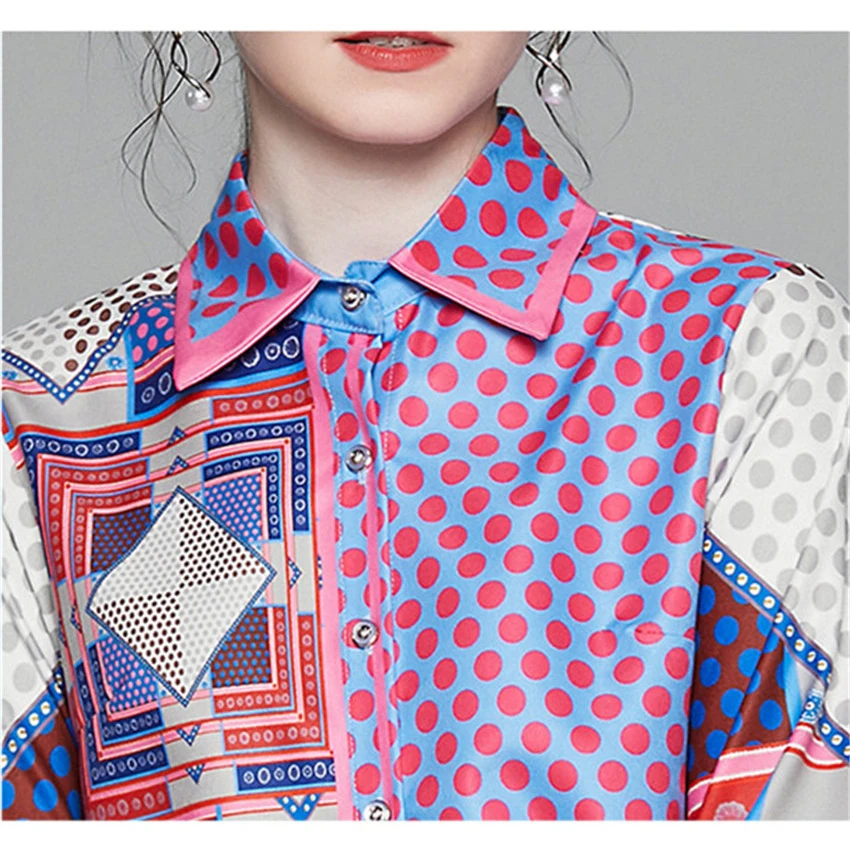

Designer Runway Shirt Womens Tops And Blouses Long Sleeve Elegant Office Shirts Lady Printed Vintage Blouse Blusa Feminina