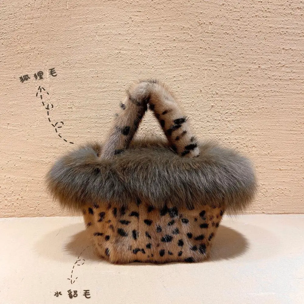 Новая высококачественная кожа модная универсальная плюшевая сумка-мешок из меха