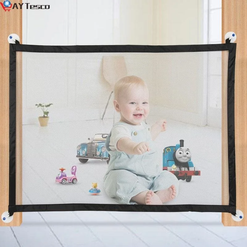 

Foldable baby fence barrier safety portable baby gate child safety protection pet isolation net free punching