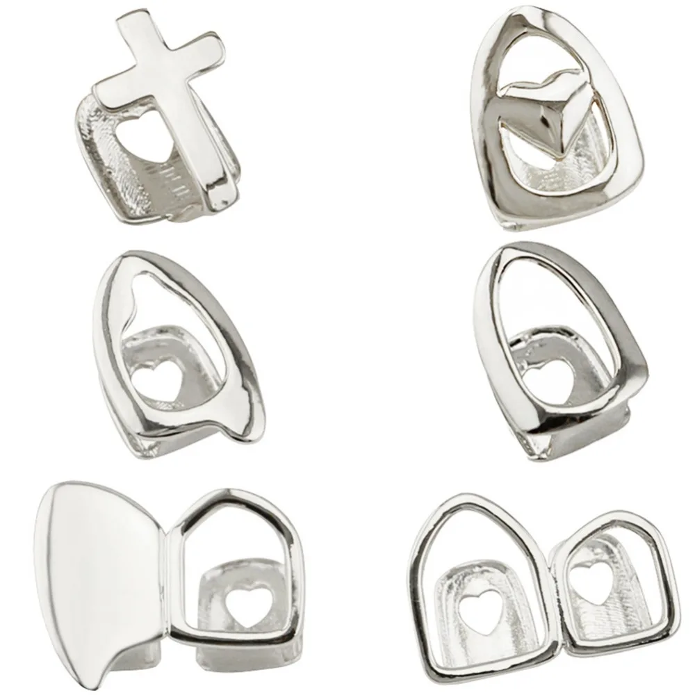Punk Gold Silver Teeth Grillz Top Bottom Grills Dental Mouth Teeth Caps Cosplay Party Tooth Rapper Jewelry Gift Hip Hop