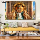 Древняя королева Египта с гепардом, картина маслом леопарда на холсте, этническое художественное оформление, постер для строительства, настенные картины для комнаты