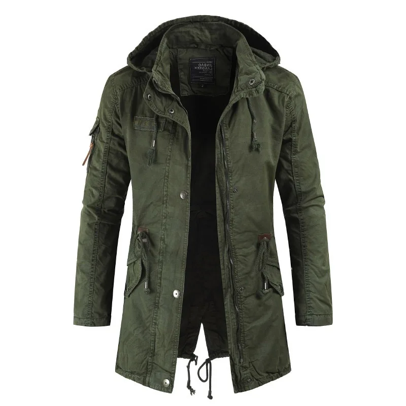 

Style Moomphya Long Winter Hooded Jacket Men Streetwear Military Tactical Jacket Men Clothes Wind Breaker Casual Coat Men