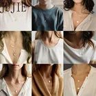 JUJIE, модное многослойное ожерелье из нержавеющей стали 316L для женщин, Золотое колье-цепочка 2021 пробы, ожерелья, ювелирные изделия, оптоваядропшиппинг