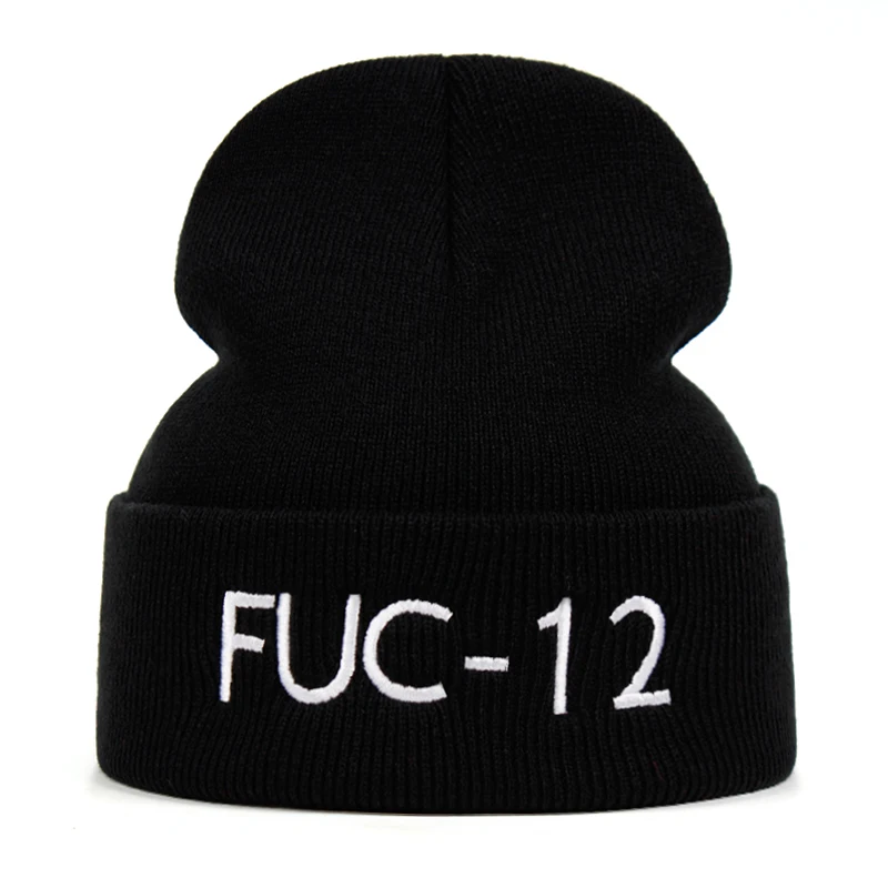 FUCT Beanie FUC-12, вязаная зимняя шапка, однотонная, с черепами, Billie Eilish, костюм, аксессуар, подарки, теплые зимние друзья, U CANT TRUST