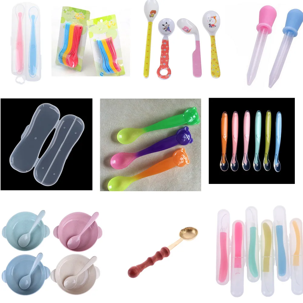 1/2/12 детская ложка для кормления детей малышей миска посуда двойная коробка