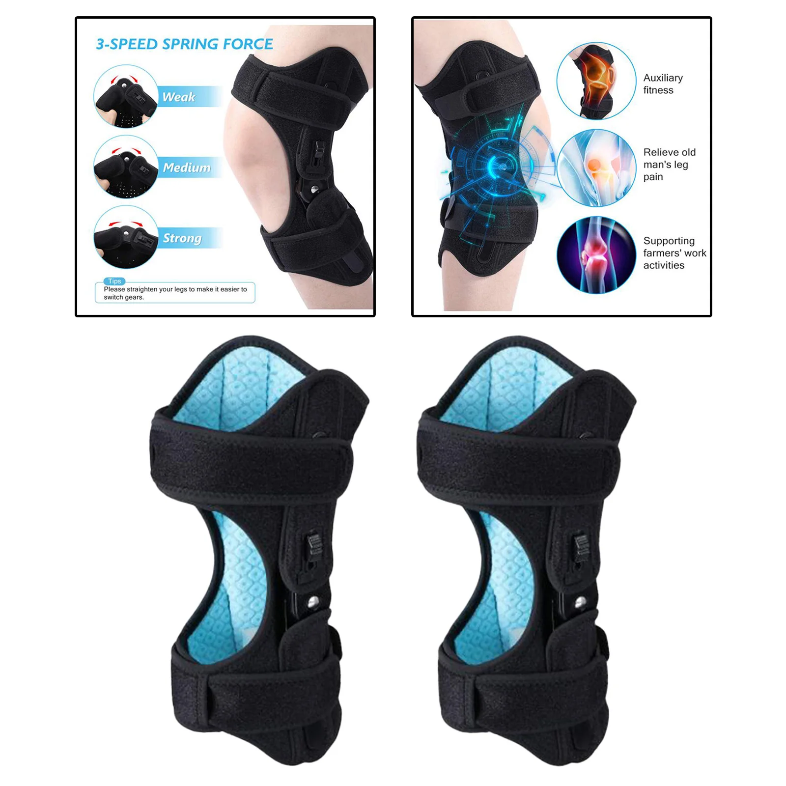 

2Pcs Knee Protection Booster Powerful Lift Joint Knee Pad Support for Climbing Squatting