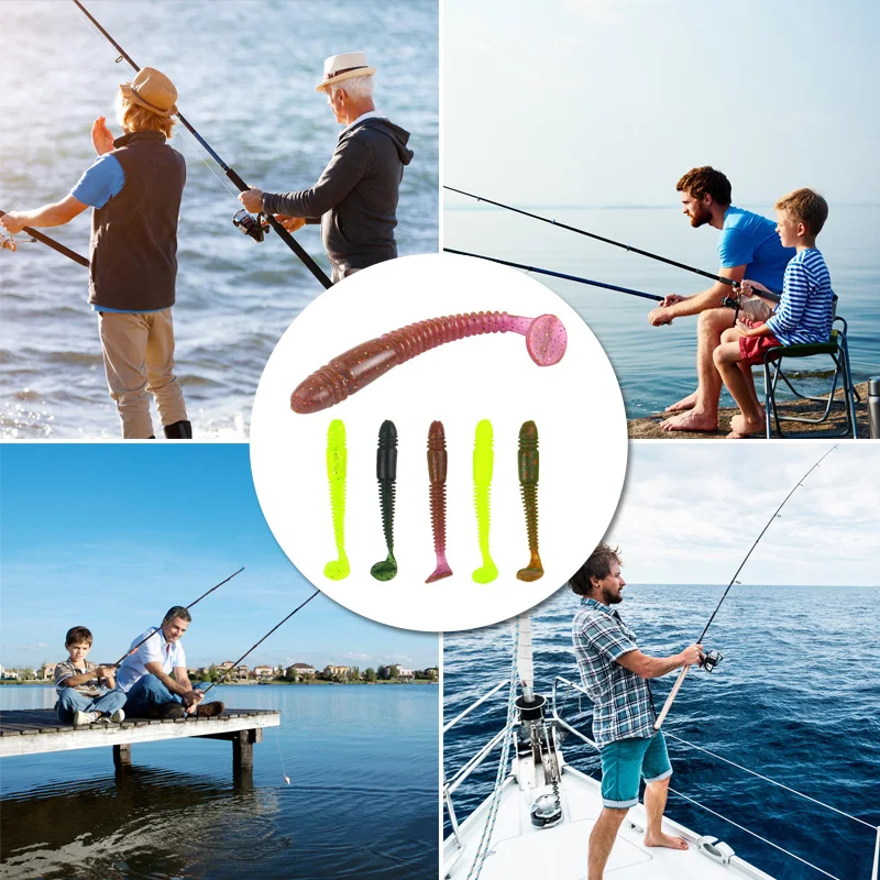 

25PCS Fishing Lure Simulation Artificial Soft T-tail Bionic Worm Bait Fishing Tackle WHShopping