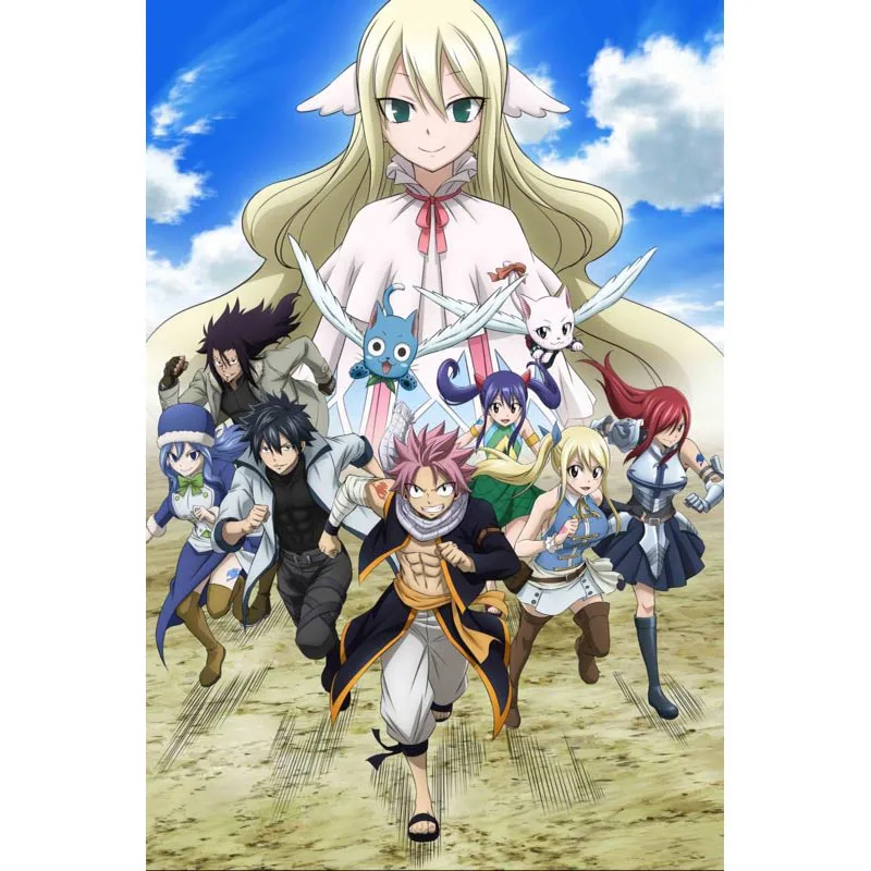 Симпатичные аниме Fairy Tail постер из шелковой ткани Wall Art печати плакатов картина