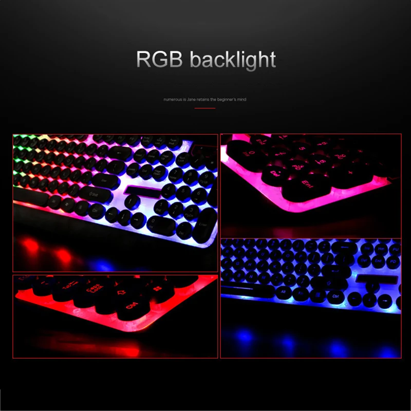 USB Проводная игровая клавиатура RGB Механическая с подсветкой ощущение клавиатуры для Macbook lenovo круглые брелки PC компьютерная клавиатура геймер