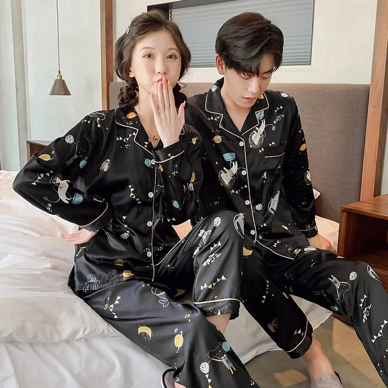 

Пижама женская атласная, тонкая, длинная, лед шелковая пижама, размера плюс