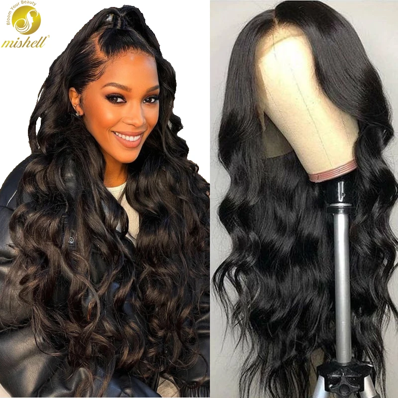 Mishell Remy Body Wave 13x4 Front Wigs 26 28 30 Inch Pre Plucked With Baby Hair Brazilian Human Hair  Frnotal