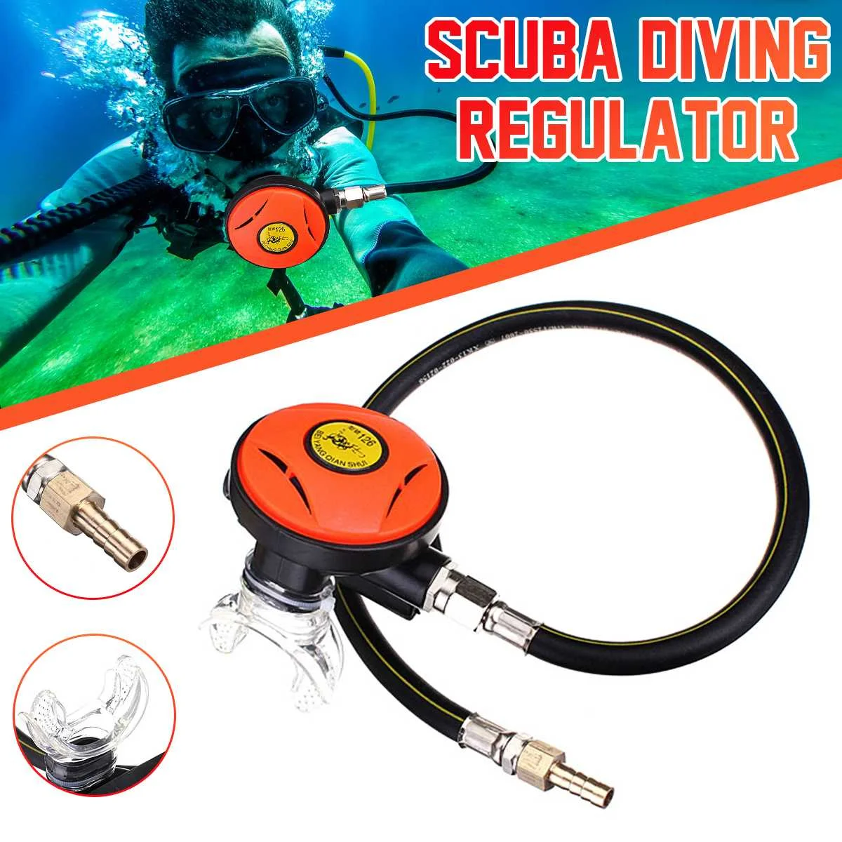 

Scuba Diving Snorkel Tube Snorkeling Equipment Pressure Reducer Diving Regulator Underwater Secondary Scuba Breathing