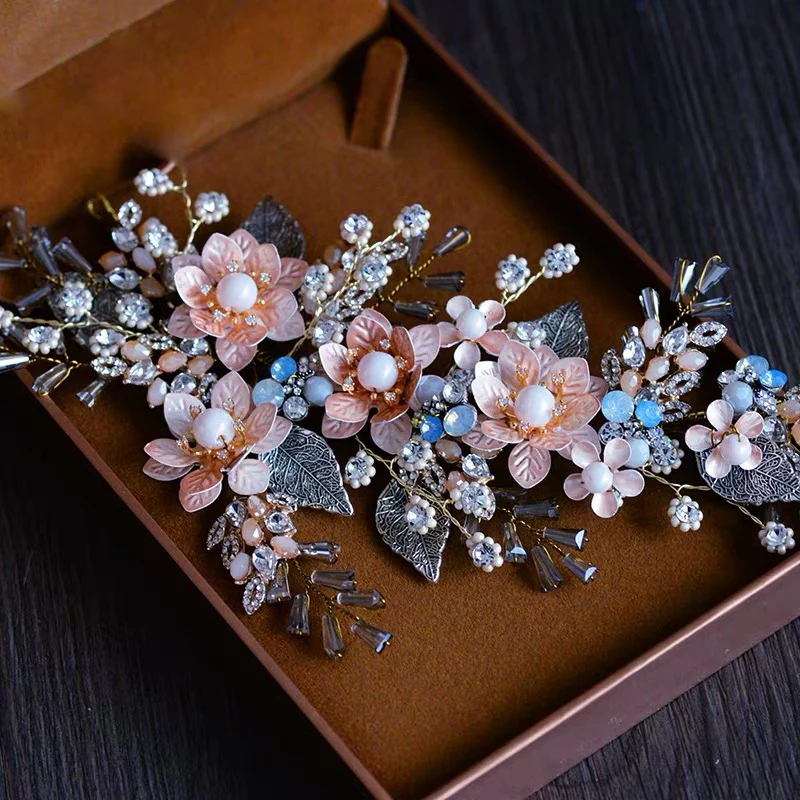 

Винтажная повязка для волос в стиле барокко для невесты ручной работы Свадебный головной убор свадебный аксессуар Стразы для выпускного вечера украшения для волос свадебные головные уборы