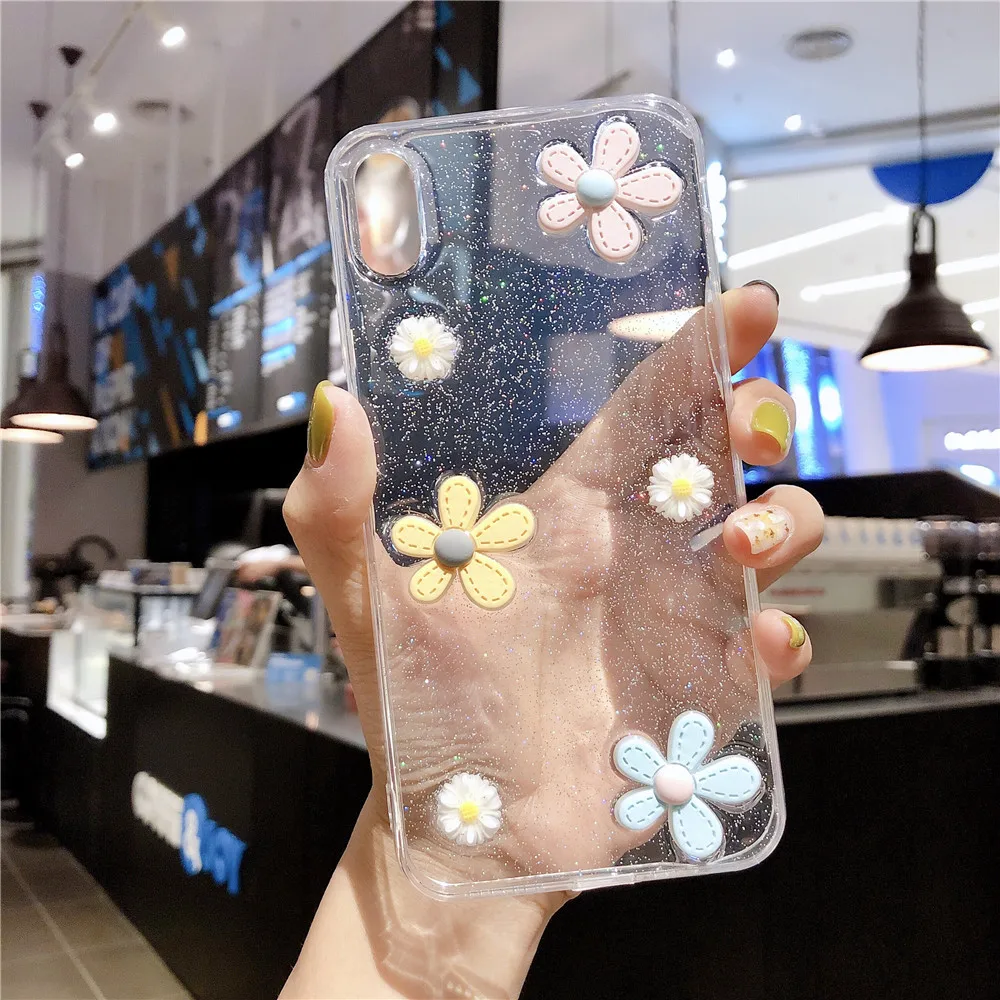 Милый прозрачный чехол для телефона с цветами iPhone 11 Pro 7 XR 6 6s 8 Plus X XS Max мягкая