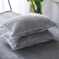 flannel pillowcase 48x74cm solid color autumn and winter flannel warm plus velvet pillowcase large bed