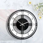 Домашний декор, черно-белые круглые креативные настенные часы для гостиной, прозрачные акриловые настенные часы в стиле ретро