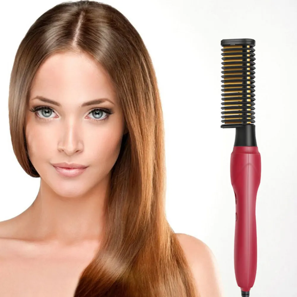 

2 In 1 Electrical Hair Straightening Comb Heat Comb Brush Flat Iron Beard Straightener For Hair Styling Accessories Tools