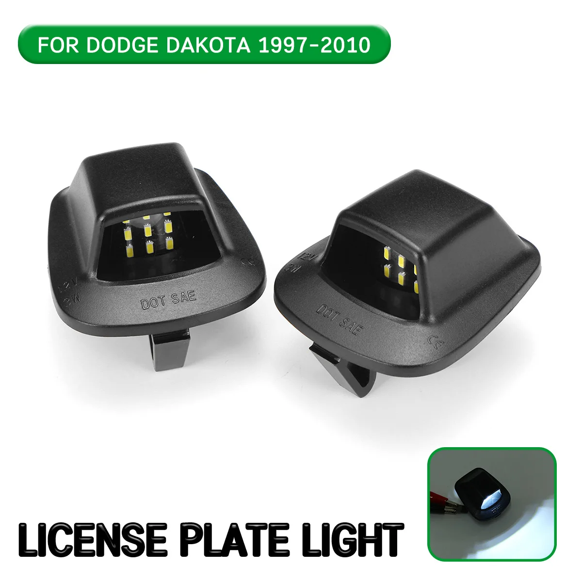 

2pc LED License Number Plate Light Lamp For Dodge Dakota 97-10 for Mitsubishi Raider 2006 2007 2008 2009
