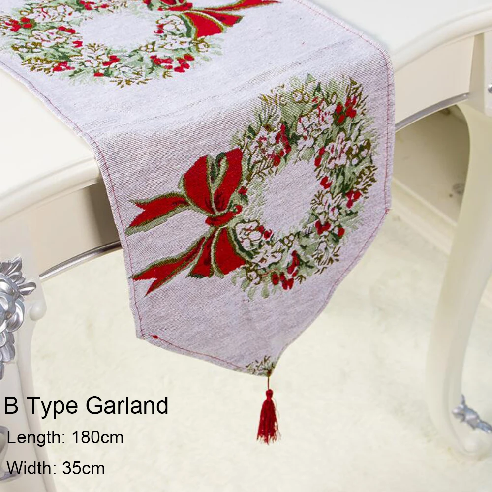 B Type Garland 1 шт. Рождественский Настольный коврик скатерть Рождественский флаг Санта Клаус гобелен Красные ковровые дорожки на стол домашний декор - Цвет: B Type Garland
