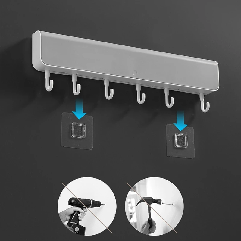

Wall-Mounted Storage Rack Shelf Storage Box with Hook for Bathroom Door Punch-Free Clothes Key Organizer Bathroom Accessories