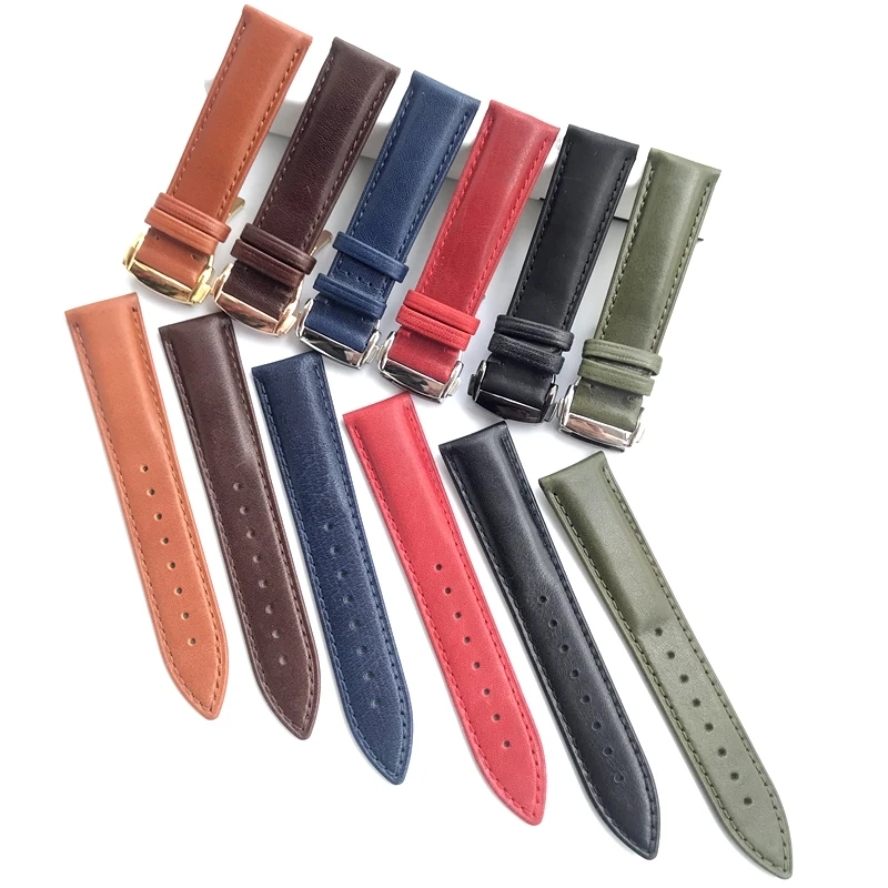 

19mm 20mm 21mm 22mm Black Brown Blackish Green Blue Genuine Leather Watch band Strap For Omega Speedmaster Currency Bracelet