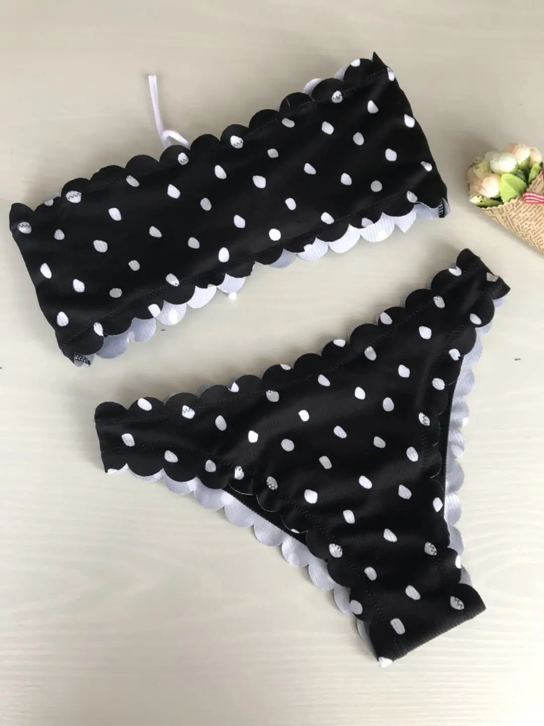 Мини-бикини сексуальный купальник раздельный в горошек принт стринги бикини