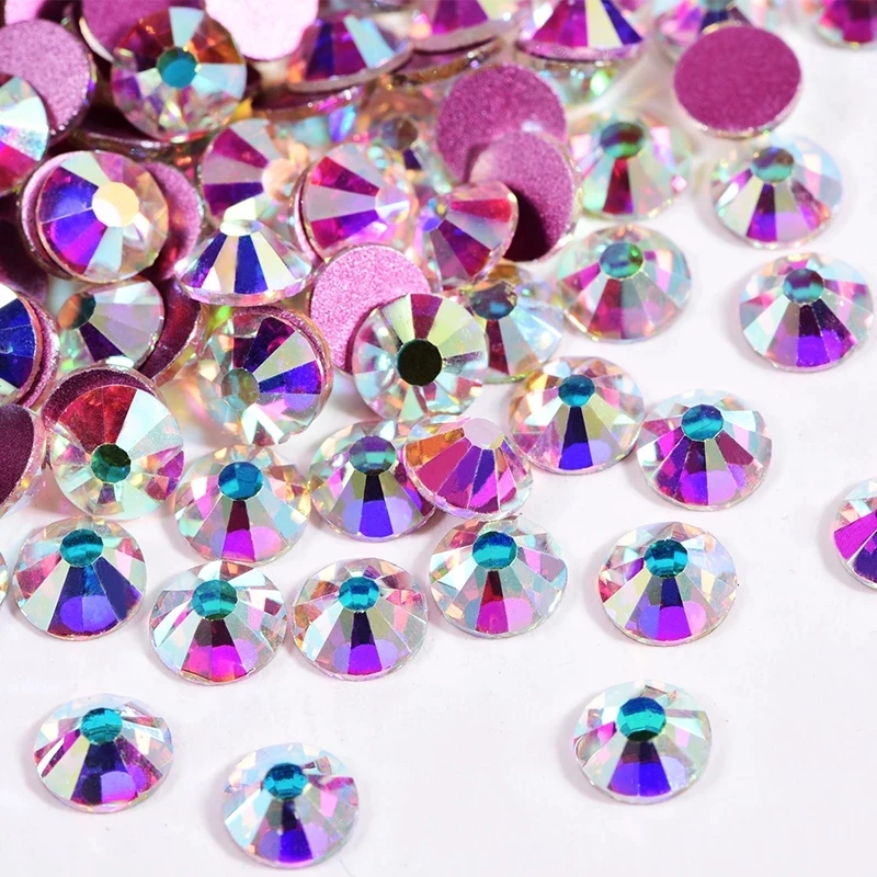 Высококачественные стеклянные блестящие стразы с кристаллами AB SS3-SS30 Стразы без