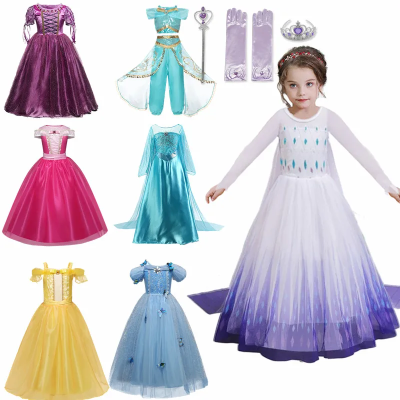 

От 5 до 10 лет яркие детские День Рождения вечерние; Одежда для детей; Платье принцессы; Детский костюм на Хеллоуин для девочек принцесса Белл...