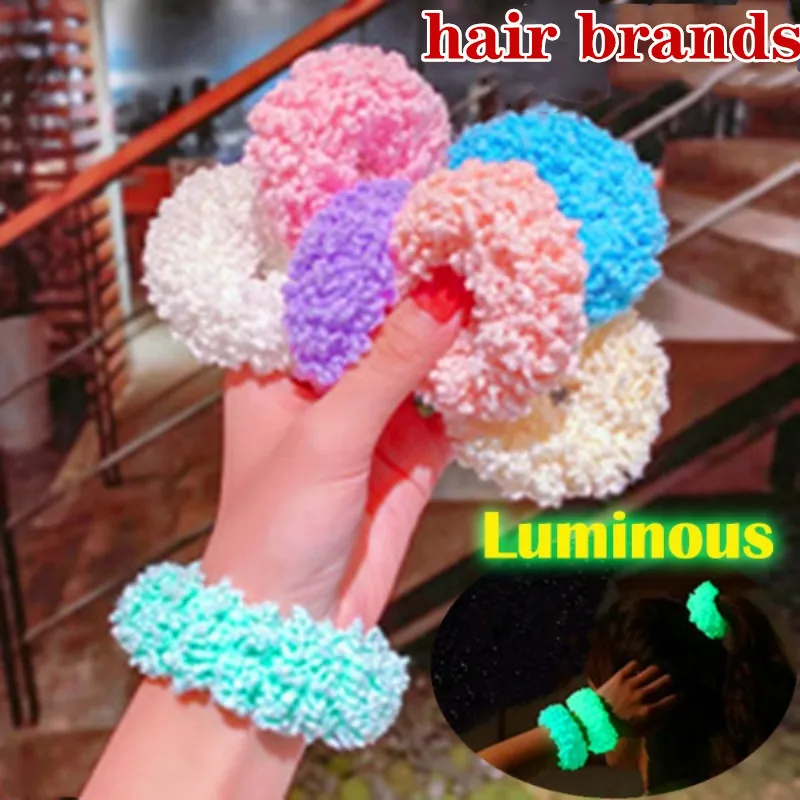 

Luminous Fashion Headwear Women Girls LED Elastic Ponytail Headband Scrunchies Plush Hair Accessories Hair Band