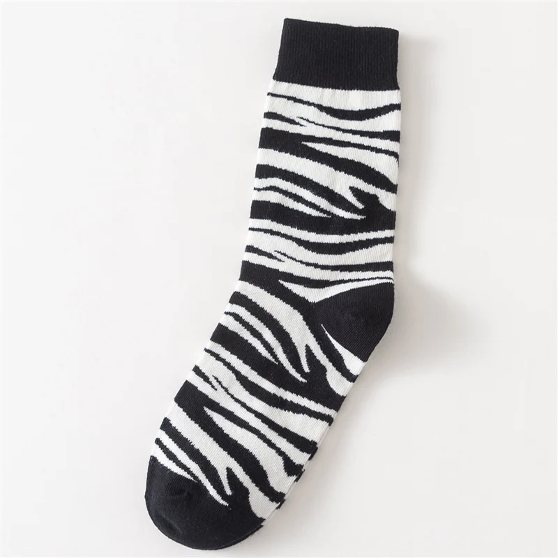 Black Zebra Stripes Дропшиппинг счастливые носки смешное искусство платье носки цвет партия мужские летние модные носки набор в цветах радуги Печать Цветные Красочные полосы искусство носки - Цвет: Black Zebra Stripes