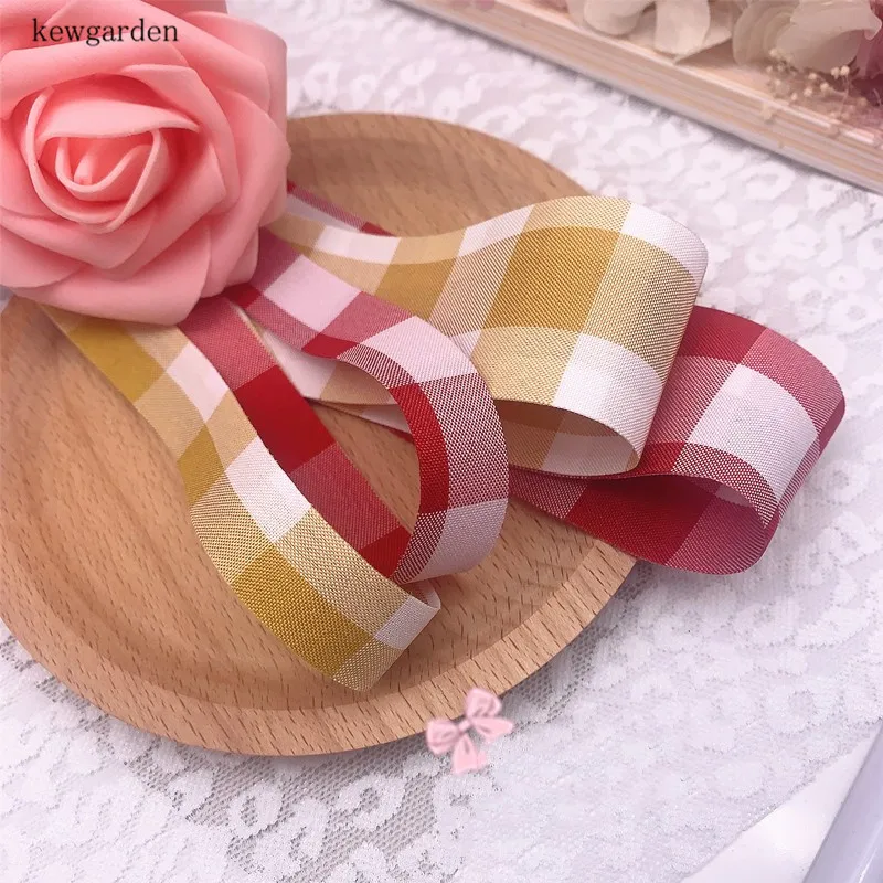 Kewgarden 1 5 &quot1&quot 10 25 38 мм в клетку аксессуары для волос с бантом ремешок шитья