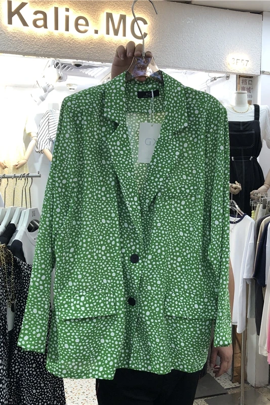 

IEQJ 2021 new summer fashion women clothes turn-down collar printed single breasted loose blazer female tide loose WS31501