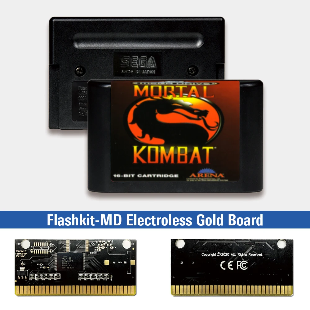 

Mortal Kombat - EUR Label Flashkit MD Electroless Gold PCB Card for Sega Genesis Megadrive Video Game Console