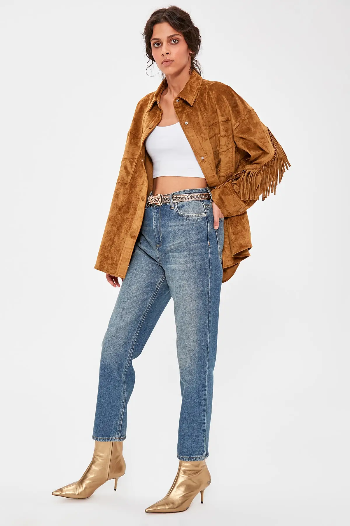 Trendyol синие Черные джинсы с завышенной талией Mom Denim TCLSS19LR0126