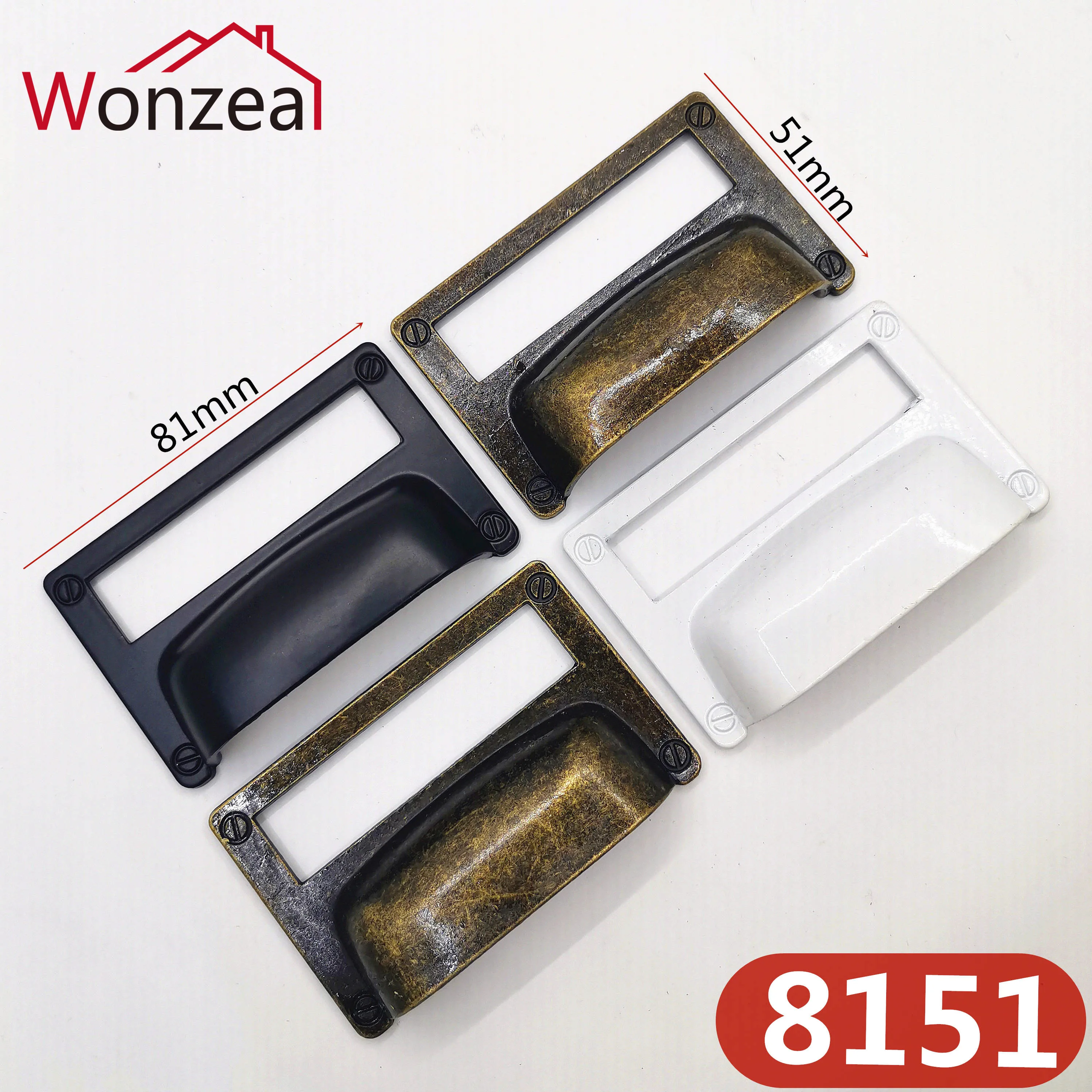 

81*51mm Black Antique Bronze Label pull Frame Card Paper Holder handle Large Size Holder Library File Drawer Chest White