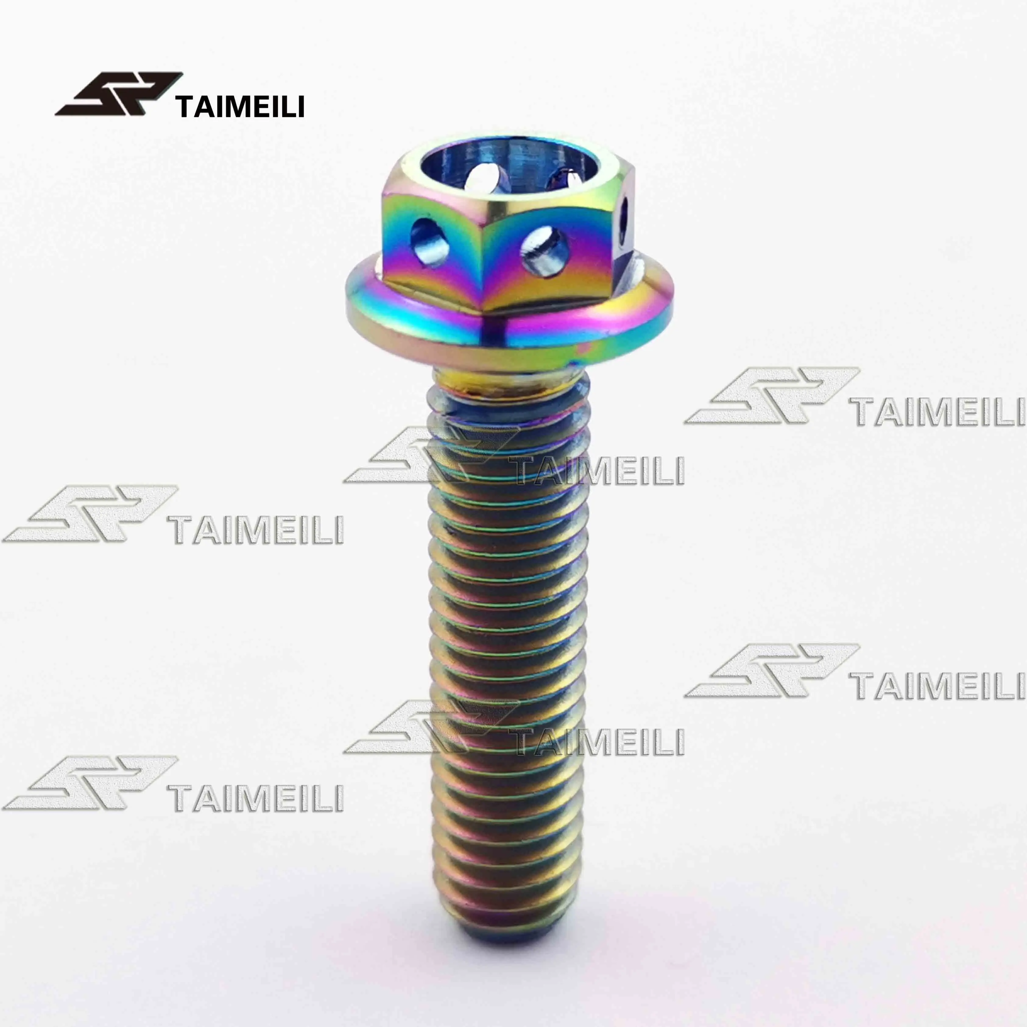 Rainbow color Титан винт GR5 фланец головки винта с отверстиями M6x10/15/20/2530/35/40/45/50 мм GR5 материал мотоцикл в виде ракушки ремонт rep - Цвет: Rainbow color