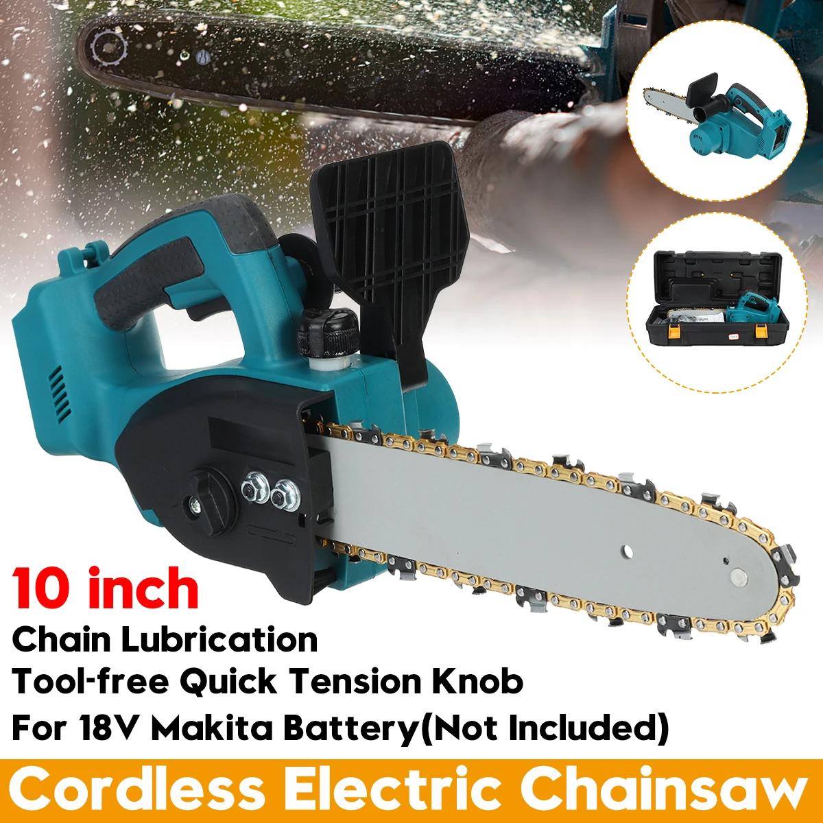 

10 Inch 2000W Drillpro Cordless Chain Electric Chainsaw Garden Woodworking Power Tool Wood Cutter For Makita 18V Battery