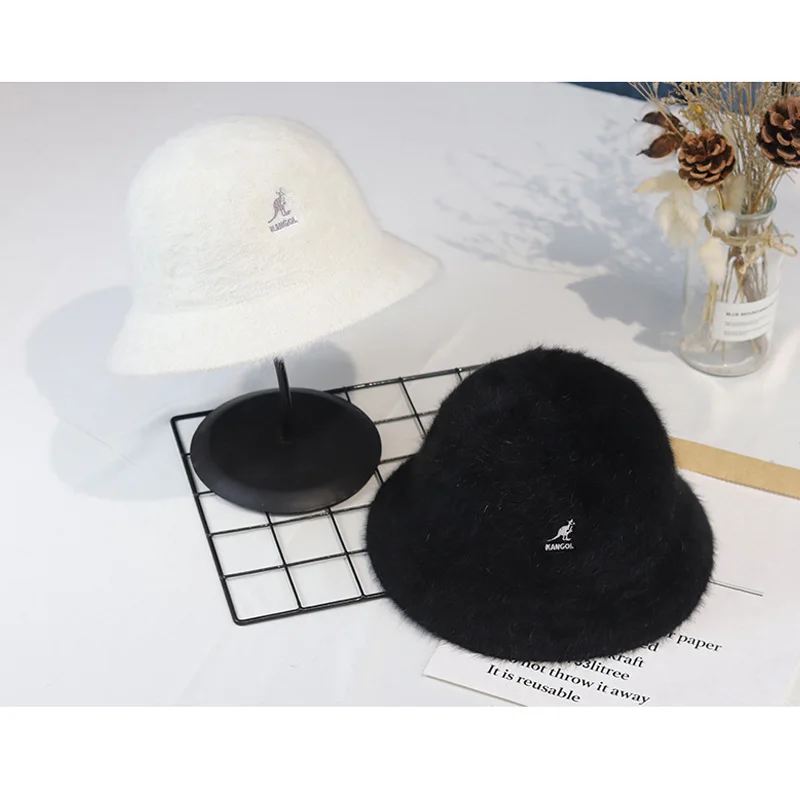 

Kangaroo 2021Street Fahsion Quality Men Women Kangools Bucket Hat Rabbit Fur Dome Flat Embroidery Fashion Top Cap Hat