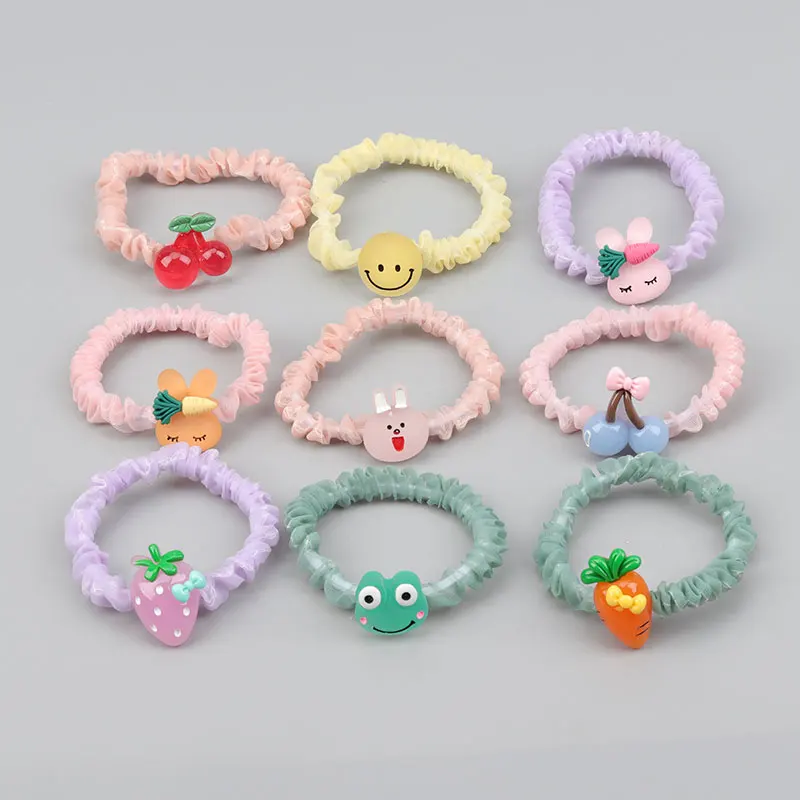 Чистый цвет шифон Детский галстук для волос Фрукты животных веревка девушка