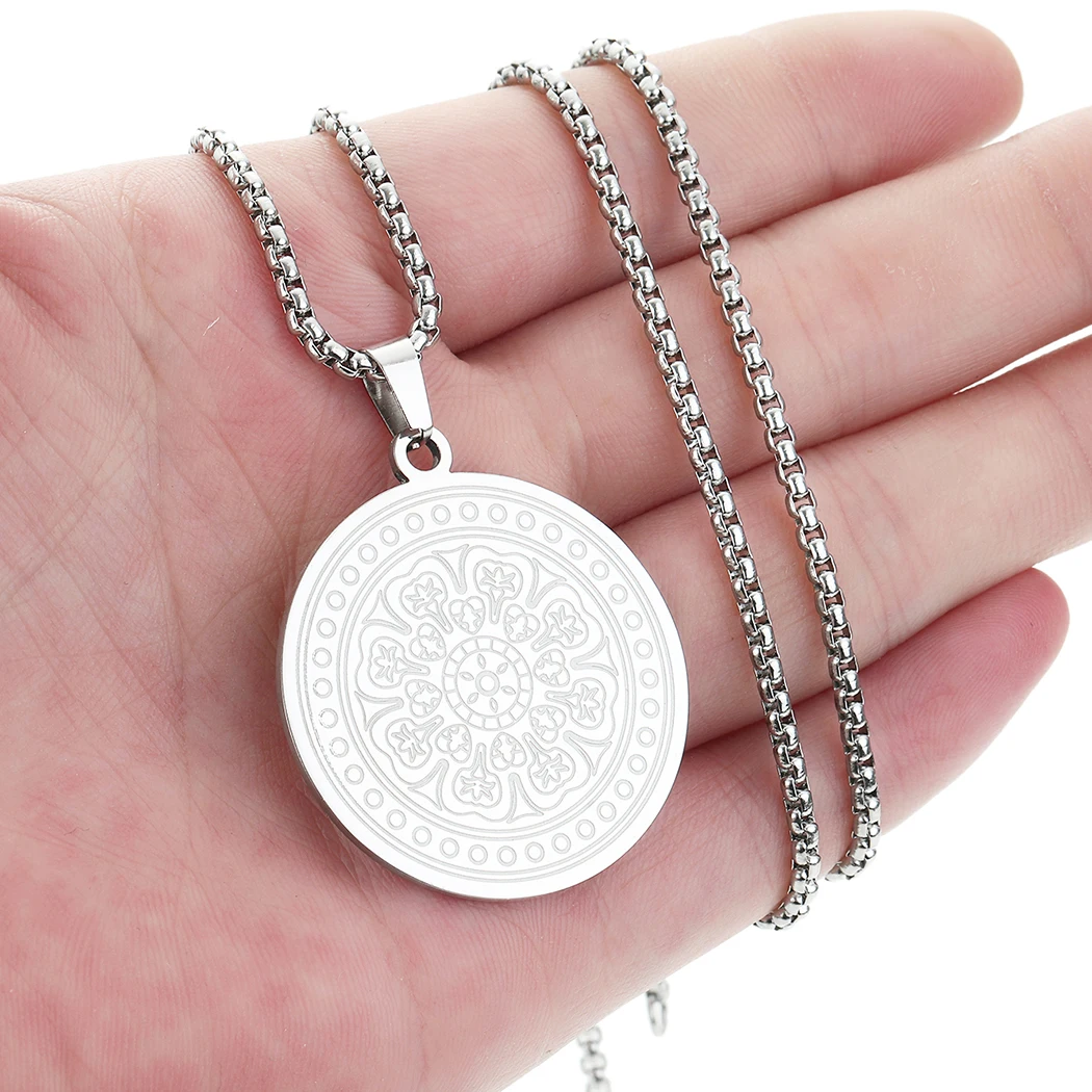 

2022Now necklace Fashion Mandala Charm Flower Stainless Steel Round Necklaces Clavicle Chain Choker For Womens Gift Jewerly