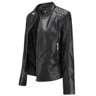 Женская кожаная куртка, приталенная куртка большого размера с воротником-стойкой, Размеры S-4XL, 2021