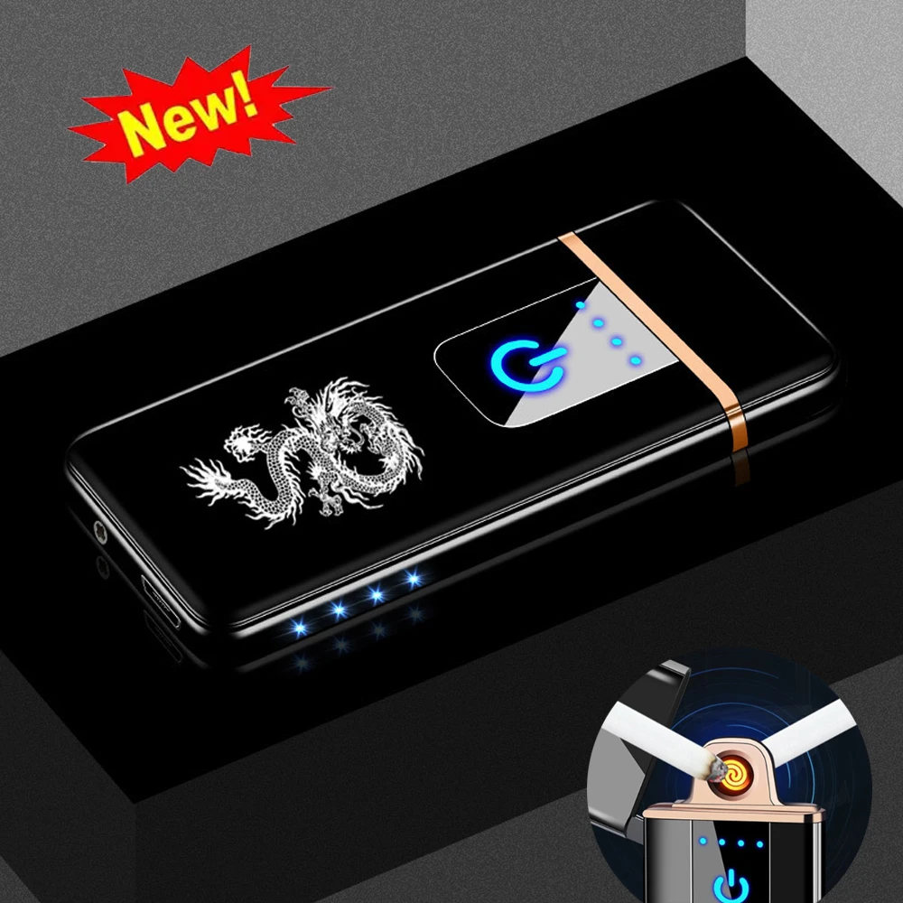 USB металлическая электрическая зажигалка для сигарет Творческий двухсторонняя