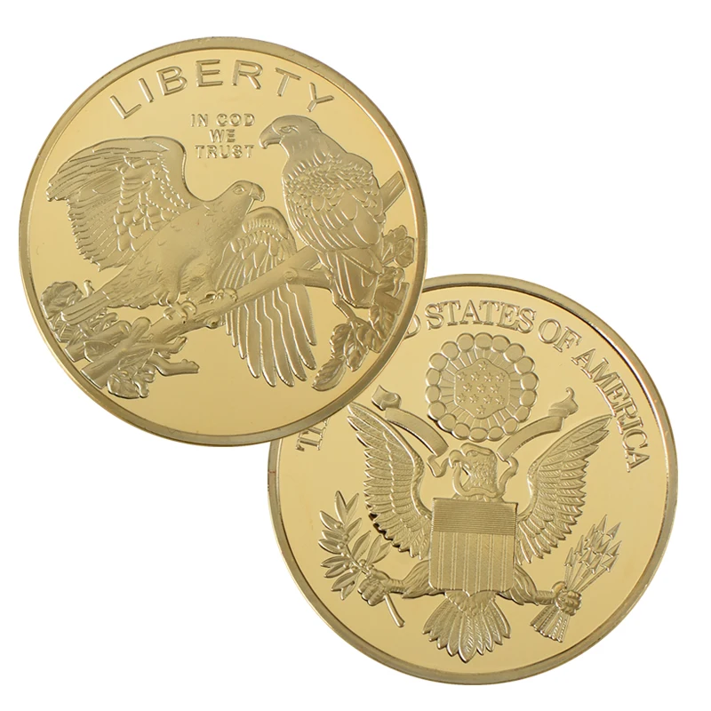WR American Eagle Gold Plated Collectibles Coins with Coin Holder Silver Us Challenge Original Medal Gift Item Dropshipping | Дом и сад