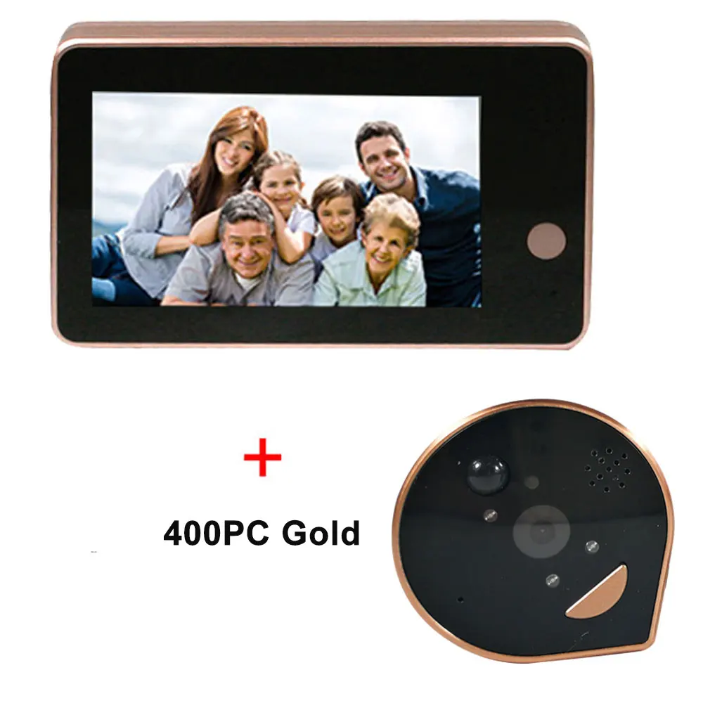 400PC Golden Глазок камера Wifi 4,3 дюймов монитор Смарт видео дверной звонок HD720P ночное видение PIR Обнаружение движения приложение управление для IOS Andriod - Цвет: 400PC Golden