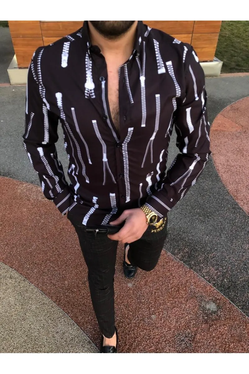 

Hot Sale 2021 Autumn European American Men's Shirts New Casual Slim Printed Long-sleeved Shirts Plus Size Men's Clothing