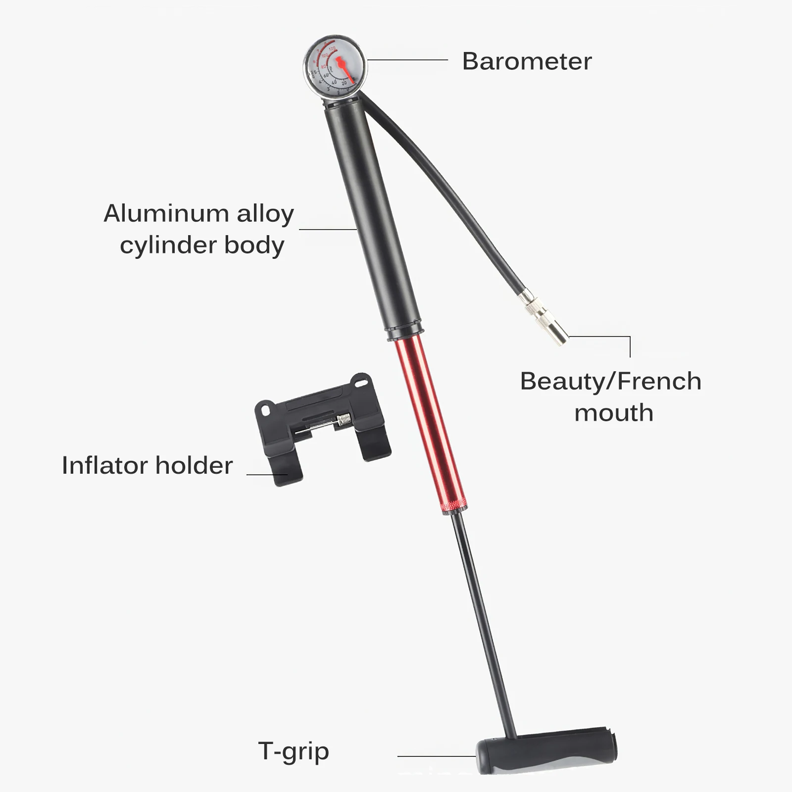 Compact Bike Bicycle Pump Aluminum Alloy Mini Air For Cycling Tire Inflator MTB with barometer and Foldable handle | Спорт и